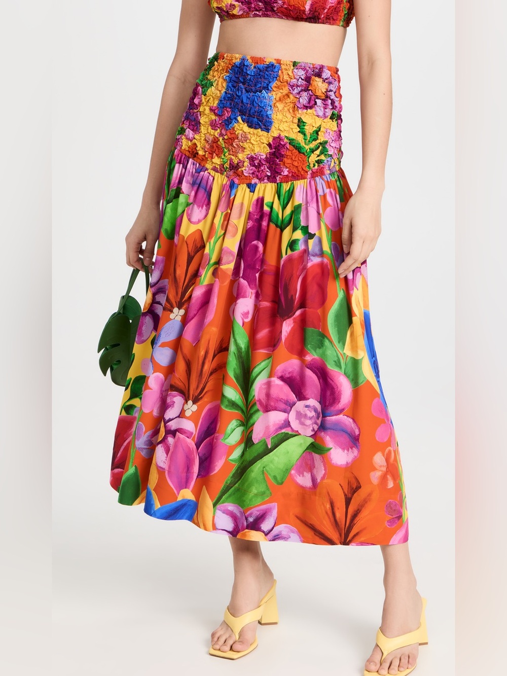 Mara Hoffman Nicole Popcorn Floral Midi Skirt Large